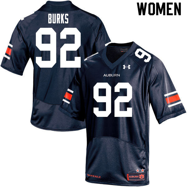 Women #92 Marquis Burks Auburn Tigers College Football Jerseys Sale-Navy - Click Image to Close